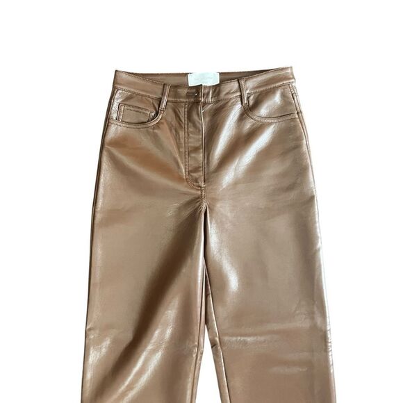 Aritzia Wilfred The Melina High Rise Vegan Leather Pants Brown Size 6 - Picture 3 of 11